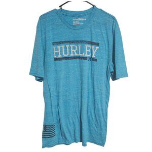 Hurley Blue Premium Fit Logo T-Shirt Mens Size XL Cotton Blend Short Sheet